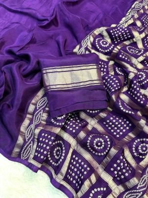 Mishika Pure Mysore Silk Bandhani Pallu Saree