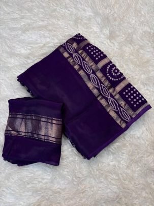 Mishika Pure Mysore Silk Bandhani Pallu Saree