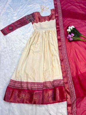 Most Trending Heavy Soft Dola Silk Jacquard Border Gown