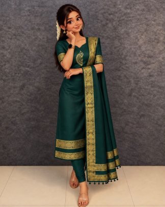 Murugan Vel Silk Cotton Kurti Set