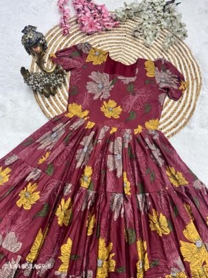 Muslin Cotton Printed Layered Dress