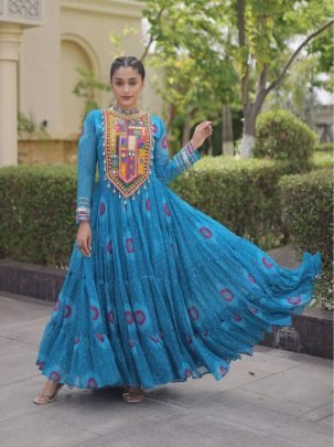 Navrang Kutchi Bandhani Gown