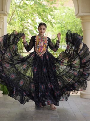 Navrang Kutchi Bandhani Gown