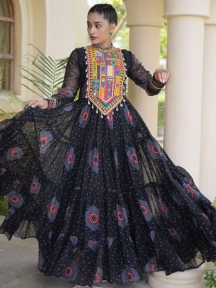 Navrang Kutchi Bandhani Gown