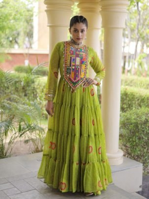 Navrang Kutchi Bandhani Gown