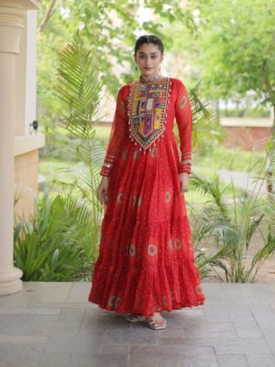 Navrang Kutchi Bandhani Gown