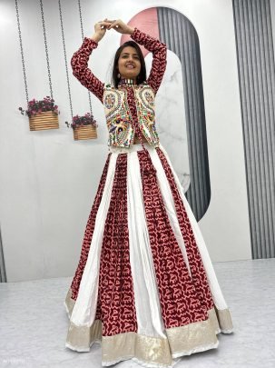 Navratri Special Pure Cotton Gamathi Work Lehenga Choli