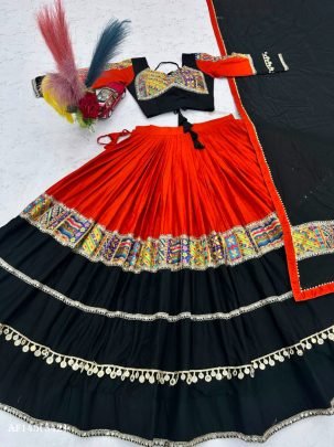 Navratri Special Pure Cotton Mirror Work Lehenga Choli Set