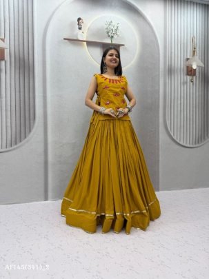 Navratri Special Rayon Cotton Lehenga Choli with Mirror Work Jacket