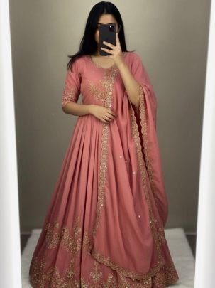 Original South Tissue Embroidered Suit Set with Matching Dupatta