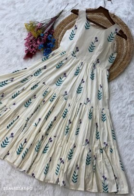Premium Printed Cotton Tiered Midi Dress