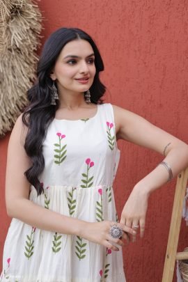 Premium Printed Cotton Tiered Midi Dress