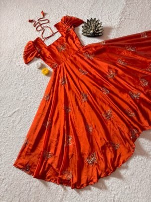 Premium Rangoli Silk Beaded Sequin Flared Dress