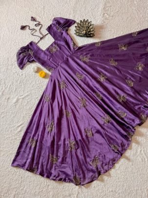 Premium Rangoli Silk Beaded Sequin Flared Dress