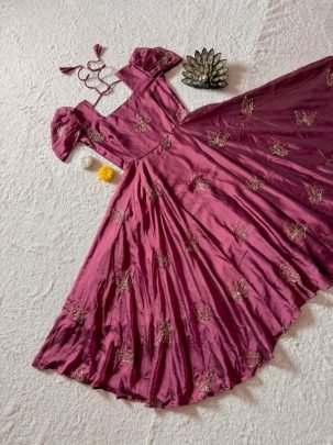 Premium Rangoli Silk Beaded Sequin Flared Dress