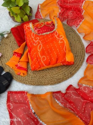 Pure Georgette Chiffon Digital Print Gown Set with Dupatta & Pant