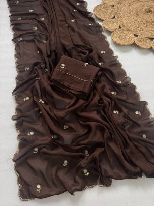 Pure Rangoli Crush Silk Handwork Saree