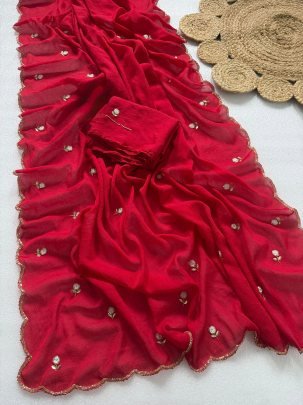 Pure Rangoli Crush Silk Handwork Saree