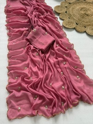 Pure Rangoli Crush Silk Handwork Saree