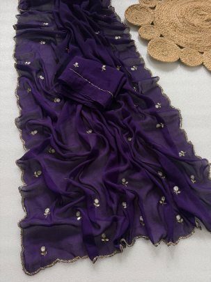 Pure Rangoli Crush Silk Handwork Saree