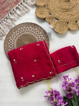 Pure Rangoli Crush Silk Handwork Saree