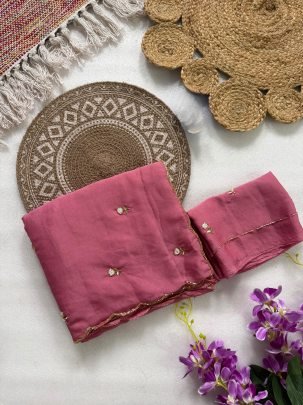 Pure Rangoli Crush Silk Handwork Saree