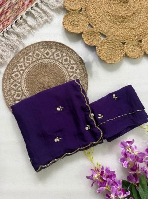 Pure Rangoli Crush Silk Handwork Saree