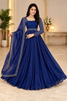 Rangoli Fabric Draped Style Designer Gown