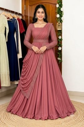 Rangoli Fabric Draped Style Designer Gown
