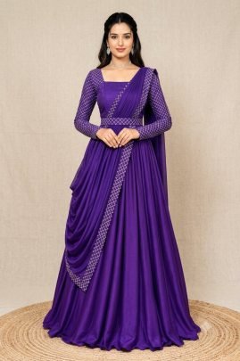 Rangoli Fabric Draped Style Designer Gown