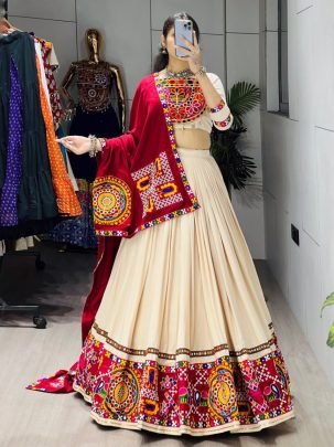 Royal Gamthi Mirror Border Lehenga Choli Set