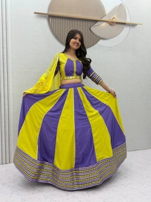 Royal Stripe Cotton Lehenga Choli Set