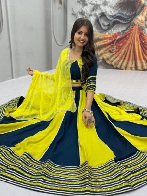Royal Stripe Cotton Lehenga Choli Set