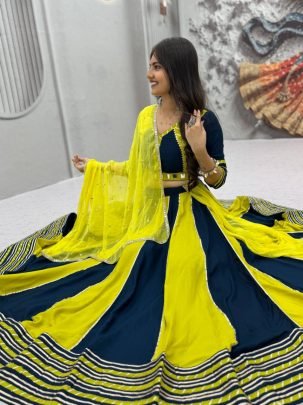 Royal Stripe Cotton Lehenga Choli Set