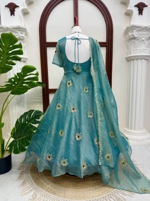 Salsa Silk Sequin Stone Work Gown Set