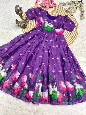 Soft Kota fabric with Print Work Gown