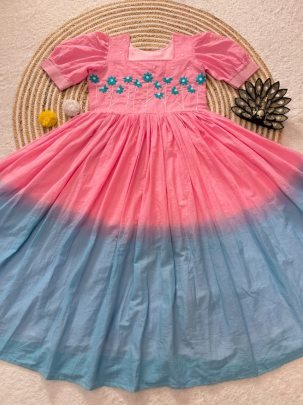 Soft Mul Cotton with Pearls   Thread Handwork Gown