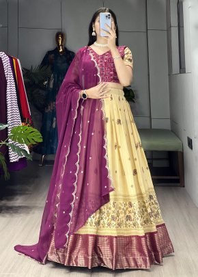 Soft Silk Printed Lehenga Set with Embroidered Dupatta