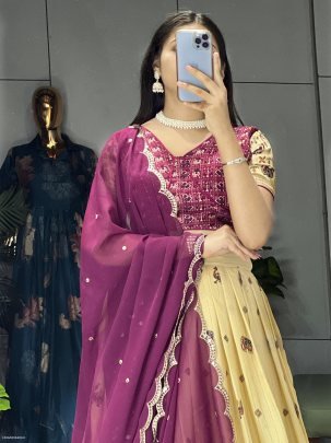 Soft Silk Printed Lehenga Set with Embroidered Dupatta