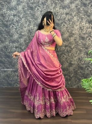 South Tissue Saree with Embroidery & Sequence Work