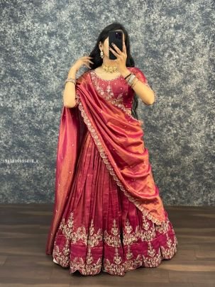 South Tissue Saree with Embroidery & Sequence Work