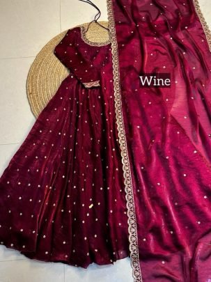 Space Fendi Silk Gown With Dupatta