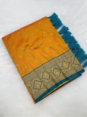 Traditional Soft Silk Saree with Rich Woven Pallu and Tassels