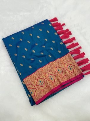 Traditional Soft Silk Saree with Rich Woven Pallu and Tassels