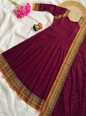 Vichitra Silk Gown With Dupatta