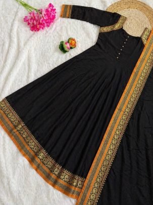 Vichitra Silk Gown With Dupatta