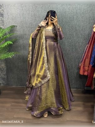 YNayantara Fendy Silk Jacquard Designer Gown