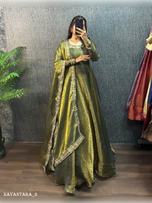 YNayantara Fendy Silk Jacquard Designer Gown
